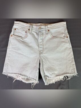 Levi’s 501 Cut Off Denim Shorts W30 White Frayed Hem Button Fly Y2K